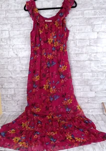 Maxi Vestido Azul Marino Antiguo Grande Floral Rosa Tropical Vacaciones Crucero Resort NUEVO - Imagen 1 de 10