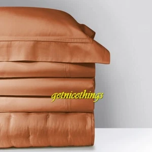 New Yves Delorme Queen Duvet Cover 92"x92" Triomphe Caramel Cotton Sateen France - Picture 1 of 12