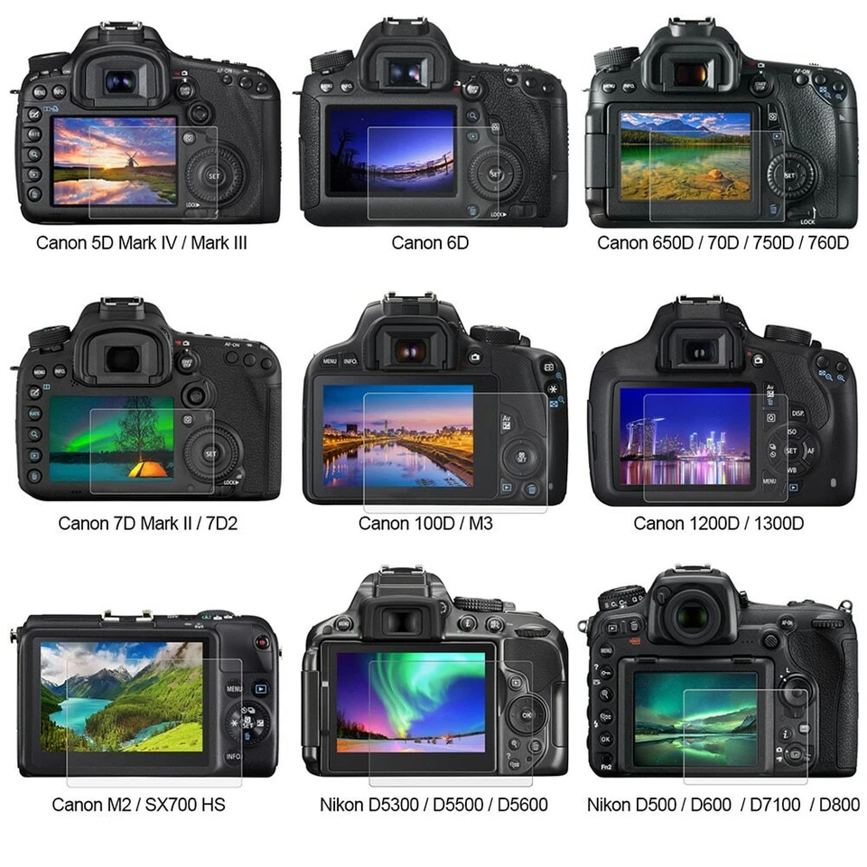 Tempered Glass Screen Protector For Canon EOS R 5D 6D 7D 100D/M3 200D 650D 1200D - Image 1 of 4