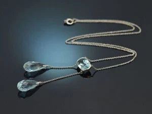 ENGLISCHES JUGENDSTIL COLLIER MIT GROSSEN AQUAMARINEN AUS PLATIN UM 1910 - Bild 1 von 8
