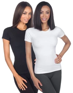 Hering Basic Crew-Neck Cotton / Lycra Stretch T-shirt BLACK/WHITE 2 Pack - Picture 1 of 1