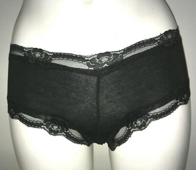 Shirley of Hollywood Preto Boyshorts Macio Modal Acabamento em Renda Elástico Pegajoso Feminino - Imagem 1 de 3