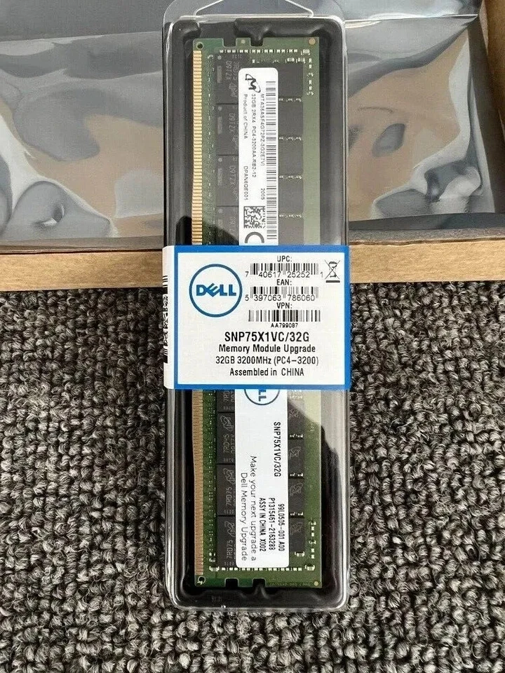 NEW DELL SNP75X1VC/32G AA799087 32GB DDR4 PC4-3200AA ECC RDIMM Server RAM Memory - Image 1 of 1