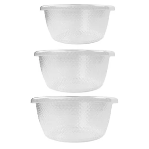 JVL Plastic Sapphire Round Salad Serving Mixing Bowls, Set of 3, 3L, 6L, 9.5L - Picture 1 of 14