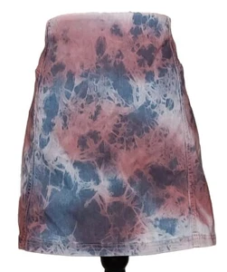 NUEVO CON ETIQUETAS Wild Fable Para Mujer Talla 18 Costuras Elastizadas Denim Mini Falda Tie-Dye Rosa/Azul - Imagen 1 de 5
