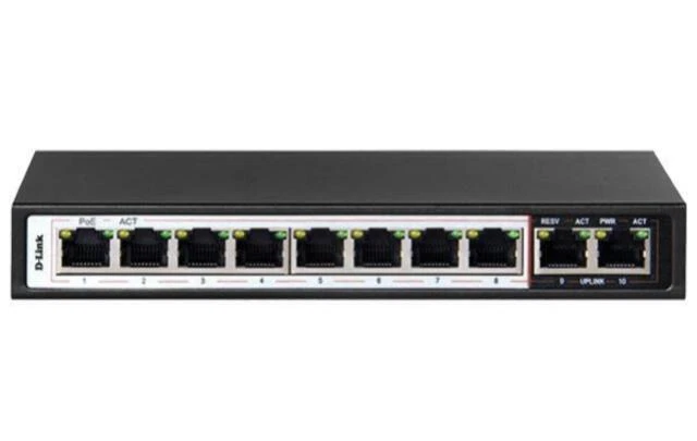 D-Link DES-F1010P-E 10-Port 10/100Mbps Switch with 8 PoE Ports / Long Reach 250M - Image 1 of 1