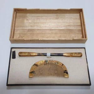 Japanisches antikes Kanzashi Set aus Kamm und Kougai in Holzbox Showa Retro JP - Bild 1 von 24