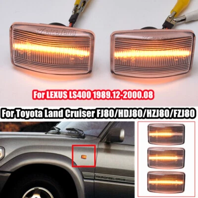 Clear For Toyota Land Cruiser Prado 1993-1996 LED Dynamic Side Marker Light - Image 1 of 4