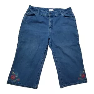 Christopher & Banks bestickte Capri Cropped-Jeans mit Blumensaum Damengröße 16 - Bild 1 von 19