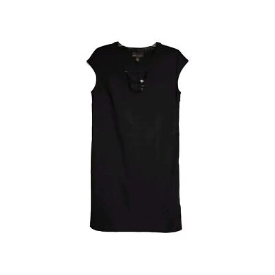 Dana Buchman великолепный черный Джерси бисером спереди женщины классический Shift платье Sz M - Изображение 1 из 4