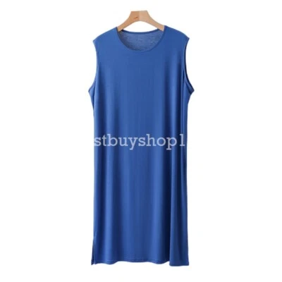 Мужчины бамбука без рукавов ночные рубашки Sleepwear свободного ночная рубашка длинные пижамы рубашки - Изображение 1 из 4