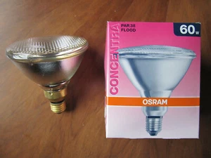 ECHTE OSRAM CONCENTRA REFLEKTOR PAR38 60W FLOOD 30º E27 PRESSGLASLAMPE DIMMBAR