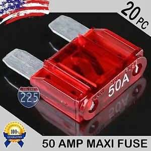 20 Pack 50A AMP Platinum Plated Large Audio Blade MAXI Fuse 12V 24V 32V Auto US - Picture 1 of 1