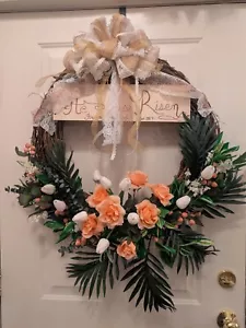 18" Artificial Easter Wreath w/Colorful Eggs Flowers for Front Door Decoration - Picture 1 of 2