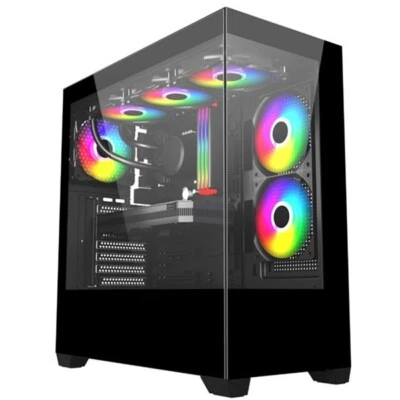 CIT Sense ATX Gaming PC Case Mid Tower 3x 120MM ARGB LED Fan Tempered Glass - Image 1 of 4