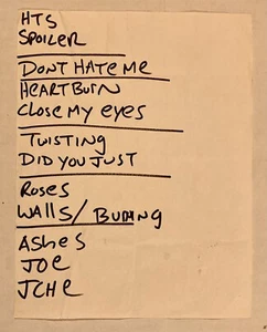 SHEER TERROR # 1 RARO SETLIST ESCRITO A MANO DE LA DÉCADA DE 2000 NYC NYHC MURPHYS LAW CRO-MAGS - Imagen 1 de 2