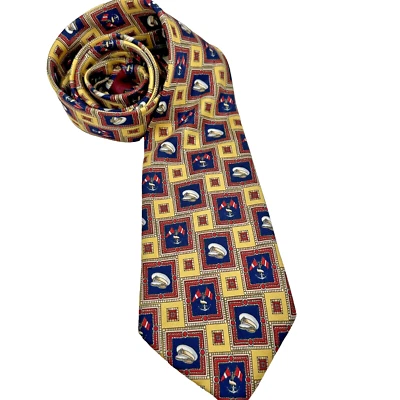 Corbata Náutica Pierre Lorrain 100% Seda Milán Italia Buzo Bandera Ancla Capitán Sombrero Foto 1 de 4