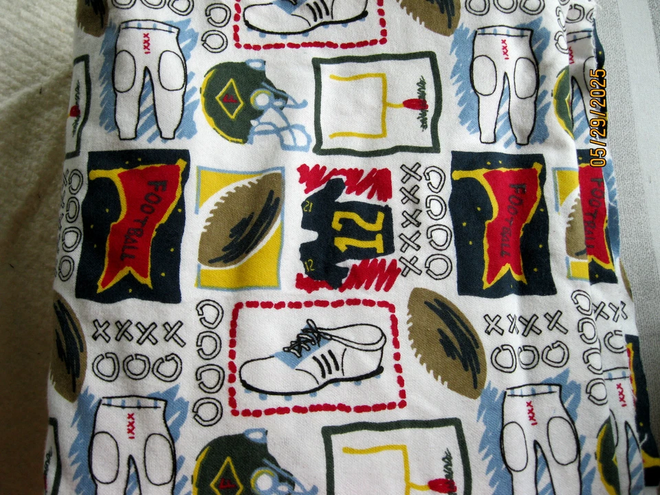 Flannel - white background with football theme print - Image 1 of 1