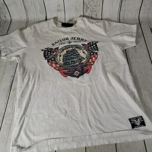 Sailor Jerry My Work Speaks For Itself Death Or Glory White Ship Tattoo Tshirt M - Picture 1 of 9