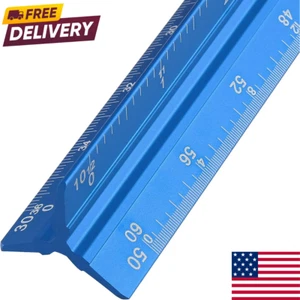 Engineer Scale Ruler 12 Inch, Aluminum Laser-Etched Triangular Drafting Tool... - Picture 1 of 7