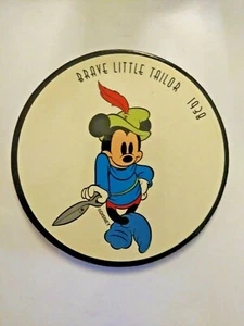 Authentic Orginal Disney Them Park Mickey Brave Little Tailor 1938 4" Coaster. - Picture 1 of 3