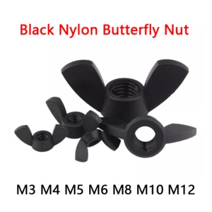 M3 M4 M5 M6 M8 M10 M12 Nylon Butterfly Wing Nut Black Plastic Wing Nut Grade 4.8 - Picture 1 of 7