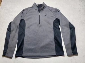 Suéter Pullover Spyder Para Hombre Media Cremallera Manga Larga Gris Oscuro y Negro Mediano - Imagen 1 de 12