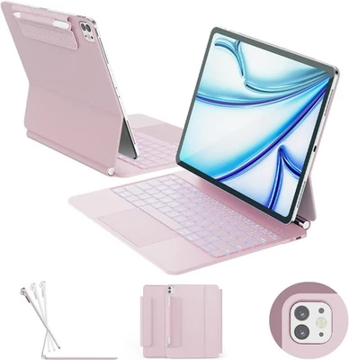 ✨ RAYMCRAFT Magic Keyboard Case for iPad Air 13" & Pro 12.9" - Pink✨ - Image 1 of 4