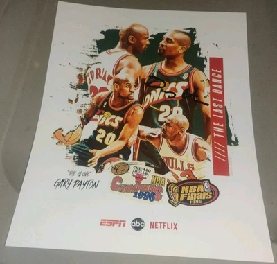 GARY PAYTON THE GLOVE SIGNED CUSTOM ART THE LAST DANCE MJ 8X10 PHOTO PROOF 20 GP - Image 1 of 3