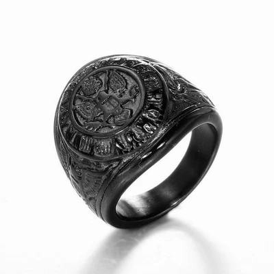 Anillo de Colección Militar Ejército Águila de Estados Unidos Acero Inoxidable Ejército de Estados Unidos Motociclista Anillo Talla 7-13 Foto 1 de 3
