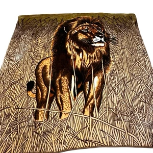 Vintage Löwe große Decke Acryl Spinngarn braun 90er Bambus - Bild 1 von 9