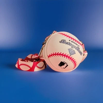 Betsey Johnson Kitsch Hit Me Up White Large Baseball Crossbody Bag NWT - Image 1 of 4