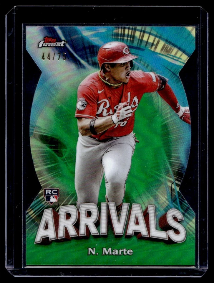 2024 Topps Finest Arrivals Green Refractor Noelvi Marte RC 44/75 Cincinnati Reds - Image 1 of 2