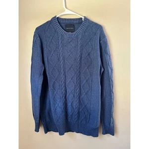 American Eagle Herren blau Zopfmuster Rundhals Pullover Sweater adrett klassisch - Bild 1 von 6