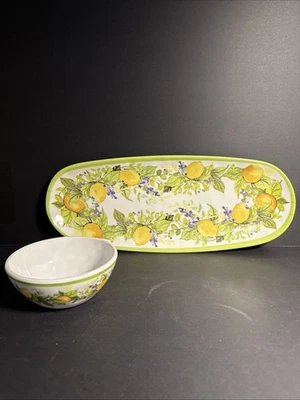 Plato y tazón para servir Susan Winget de melamina ralladura de limón internacional certificado Foto 1 de 4