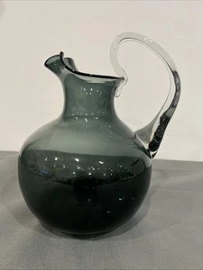Blenko Wayne Blown Glass Large Gray Hour Glass Pitcher Vintage Smock Color - Picture 1 of 11