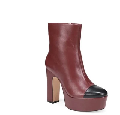 Botas de tornozelo L-Valeria Edgy dois tons inspiradas em retrô salto plataforma bloco - Imagem 1 de 4