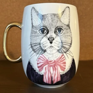 Pier One 1 Imports Anthropomorphic Cat w/ Bow Oversized Coffee Mug - Picture 1 of 5