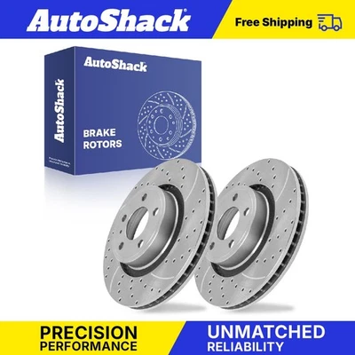 Front Drilled Slotted Brake Rotors for 2015-2020 Ford Mustang 2.3L 5.0L V8 - Image 1 of 3