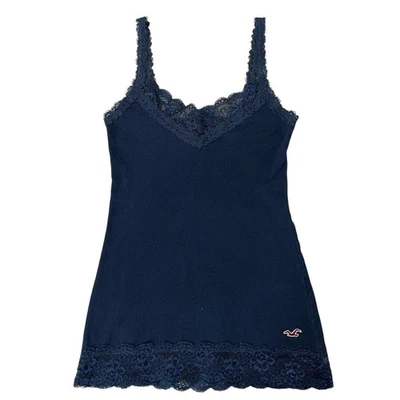 Camiseta sin mangas Y2K Hollister pequeña Babydoll de encaje ajustada Cami Bella Swan Preppy de colección Foto 1 de 4