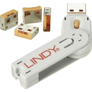 LINDY USB-A Port Schloss USB-Lock + Key 4er Set Orange  inkl. 1 Schlüssel 40453 - Bild 1 von 1