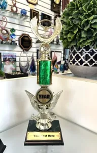 CAR SHOW TROPHY YOUR COLOR AND FIGURE CHOICE 13 1/2" TALL YEAR IN DISC * - Picture 1 of 6