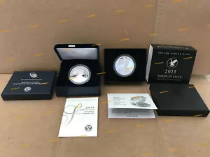 2021 W American Eagle One Ounce Silver Proof 2 Coins 21EA TYPE 1 + 21EAN TYPE 2 - Picture 1 of 9