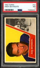 1963-64 TOPPS NHL HOCKEY #52 Andy Bathgate HOF PSA 7 NM New York Rangers Card