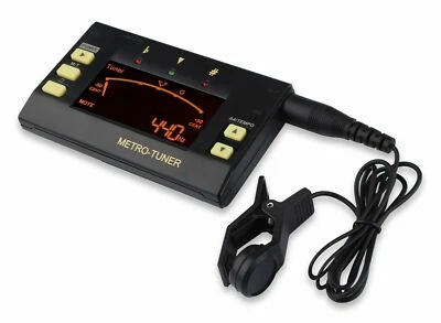 Clip On Stimmgerät Tuner Metronom LCD Display Kopfhörer Anschluss Gitarre Bass - Bild 1 von 4