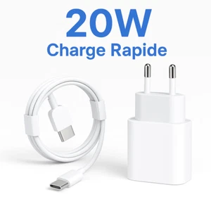 Chargeur Rapide USB-C 20W + Câble Pour Samsung / Xiaomi / Oppo / Huawei Secteur - Imagen 1 de 9