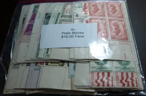 4 CENT PLATE BLOCKS WITH FACE VALUE OF $16.00 MINT NEVER HINGED - Picture 1 of 2