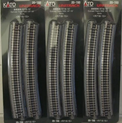 Kato N Scale 20-150 Curved Track R718-15 4 Pieces Per Pack Lot of 4 - Image 1 of 2
