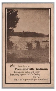 Canoeing Greeting FREELANDVILLE IN Indiana Knox County Postcard - Picture 1 of 2