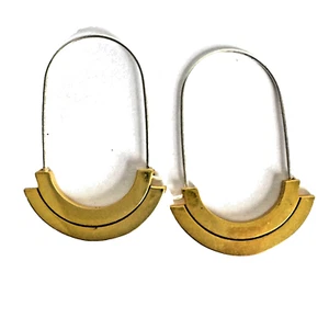 Earrings Madewell U Hoops Gold Plated Dangle Drop Unique Vintage 2" x 1.5" - Picture 1 of 9